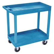 Luxor Utility Cart with Deep Lipped Plastic Shelves, Flat, 2 Shelves, 500 lb EC11HD-BU