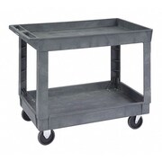 LAKESIDE Deep Well Plastic 2-Shelf Cart; 500 lb Capacity, 16"x30-1/3" - Charcoal 2521