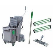 Unger 24 in L Desk and Table Cleaning Kit, Clip-On Connection, Cut-End, Gray/Green, Microfiber CK047