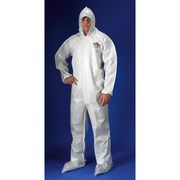 Lakeland Hooded Chemical Resistant Coveralls, White, ChemMax(R) 2, Zipper PBLC44414-L