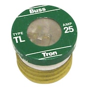Eaton Bussmann Plug Fuse, Time Delay, 25A, TL Series, 125V AC, Not Rated TL-25