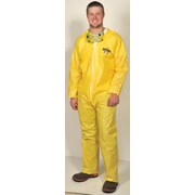 Lakeland Collared Chemical Resistant Coveralls, M, Yellow, Non-Woven Laminate Polyethylene/Polypropylene PBLC5412-MD