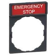 Schneider Electric Legend Plate, Emergency Stop, White/Red ZBY2330