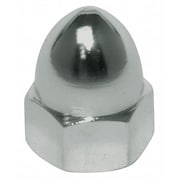 Zoro Select High Crown Cap Nut, 3/8"-16, Steel, Plain, 25/32 in H, 10 PK CPB110