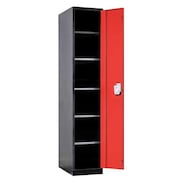 HALLOWELL Wardrobe Locker, 24 in W, 24 in D, 78 in H, (1) Tier, (1) Wide, Red/Black FKL4478-1BR-HT