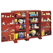Crescent Jobox Heavy-Duty Bin Cabinet, Two Door Jobsite Box, High-Strength Shelf Storage, 60" W x 24" D x 60" H 1-694990