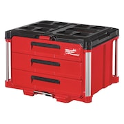 MILWAUKEE TOOL PACKOUT 3 Drawer Tool Box, 22 1/4 in W, 14 1/4 in D, 14 1/4 in H, Locking Security Bar 48-22-8443