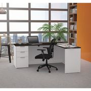 Bestar L Shaped Desk, 62.9" D, 71.1" W, 29.7" H, White/Deep Gray, Melamine 110885-17