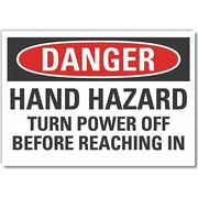 LYLE Decal, Danger Hand Hazard, 7 x 5" LCU4-0618-RD_7X5