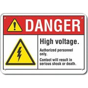 LYLE Decal, Danger High Voltage, Plastic, 14x10", LCU4-0042-NP_14X10 LCU4-0042-NP_14X10