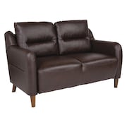 Flash Furniture Loveseat, 31-1/2"L35"H, Curved Edged, LeatherSeat, ContemporarySeries BT-S8372A-LV-BRN-GG