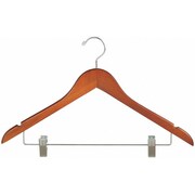 Econoco Wood Hanger, Teak, with Pant Clips, PK100 WH1731CTSC