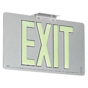 DUAL-LITE Photoluminescent Double-Face Brushed Alm. Exit Sign 50FT View Distance DPLPM50DBA