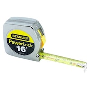 Stanley PowerLock 16 ft Tape Measure, 3/4 in Blade, True-Zero End Hook, Corrosion-Resistant, Chrome ABS Case 33-116