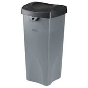 RUBBERMAID COMMERCIAL 35 gal Square Trash Can, Gray, 20-1/4" Dia, Swing, Stainless Steel 7YA67
