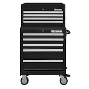 WESTWARD WESTWARD Tool Chest & Cabinet Combination, 9-Drawers, Powder Coated Black, 27" W x 18" D x 52" H 7CX98