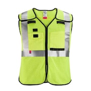 MILWAUKEE TOOL Arc-Rated/Flame-Resistant Cat 1 Class 2 Breakaway High Visibility Yellow Mesh Safety Vest - Small/Medium 48-73-5211