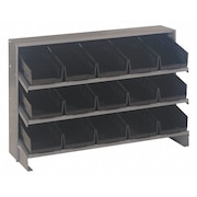 QUANTUM STORAGE SYSTEMS Steel Bench Pick Rack, 36 in W x 21 in H x 12 in D, 3 Shelves, Black QPRHA-102BK