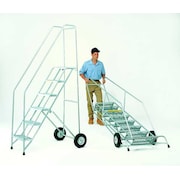 Ballymore 123 in H Steel Folding Rolling Ladder, 9 Steps FAWL-9-P