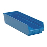 QUANTUM STORAGE SYSTEMS Shelf Storage Bin, Blue, Polypropylene, 17 7/8 in L x 6 5/8 in W x 4 in H, 50 lb Load Capacity QSB104BL