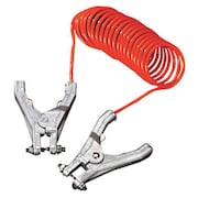 Zoro Select Insulated Coiled Grounding Wire, 10 ft, 3/16 in Dia, 2 Hand Clamps, Orange RAC-10-2