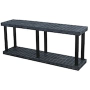 STRUCTURAL PLASTICS Starter Plastic Shelving Unit, Open Style, 16 in D, 66 in W, 48 in H, 2 Shelves, Black S6616B