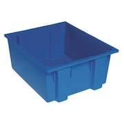 QUANTUM STORAGE SYSTEMS Stack & Nest Container, Blue, Polyethylene, 23 1/2 in L, 19 1/2 in W, 10 in H SNT225BL