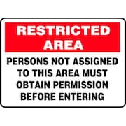 ACCUFORM Restricted Area Sign, 10 in H, 14 in W, Plastic, Rectangle, English, MADC505VP MADC505VP