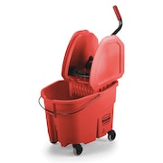 Rubbermaid Commercial 8 3/4 gal WaveBrake Down Press Mop Bucket and Wringer, Red, Polypropylene FG757888RED