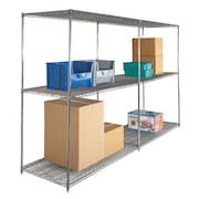 Zoro Select Wire Shelving Unit, 30"D x 48"W x 74"H, 3 Shelves, Chrome 7Y940