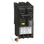 Square D Miniature Circuit Breaker, 20A, 120/240V AC, 2 Pole, Plug In Mounting Style, HOM Series HOM220GFI
