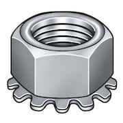 Zoro Select External Tooth Lock Washer Lock Nut, #8-32, Steel, Grade 2, Zinc Plated, 1/8 in Ht, 100 PK KEPI0-80-100P
