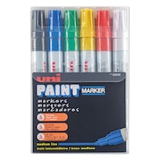 Uni-Paint Permanent Paint Marker, Medium Tip, Black, Blue, Green, Red, White, Yellow Color Family, Paint 63630