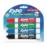 Expo Dry Erase Marker Set, Chisel Tip, Assorted Colors PK4 Low Odor 80174