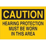 BRADY Caution Sign, 7X10", BK/Yel, Eng, Text, Sign Material: Plastic 25464