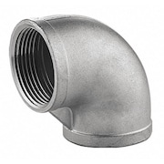 Zoro Select 304 Stainless Steel 90 Elbow, 1 in x 1 in Fitting Pipe Size, Female NPT x Female NPT, Class 150 409E111N010