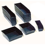 Quantum Storage Systems Shelf Storage Bin, Black, Polypropylene/Polyethylene, 23 5/8 in L x 8.4 in W x 4 in H QSB114BR