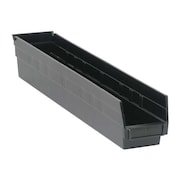 QUANTUM STORAGE SYSTEMS Shelf Storage Bin, Black, Polypropylene/Polyethylene, 23 5/8 in L x 4.1 in W x 4 in H QSB105BR