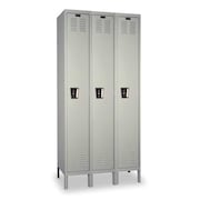 HALLOWELL Antimicrobial Wardrobe Locker, 45 in W, 18 in D, 78 in H, (1) Tier, (3) Wide, Light Gray UMS3588-1PL-AM