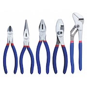 WESTWARD 5 Piece Plier Set Dipped Handle 1UKP5