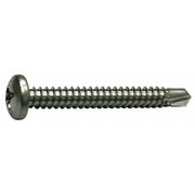 Zoro Select Self-Drilling Screw, #10 x 1-1/2 in, Plain Stainless Steel Pan Head Phillips Drive, 50 PK U31870.019.0150