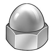 Zoro Select Standard Crown Cap Nut, 1/4"-20, Steel, Nickel Plated, 15/32 in H, 100 PK DNI025P5-100BX