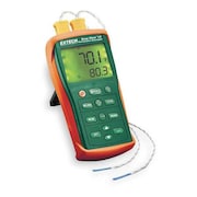 Extech Thermocouple Thermometer, 2 Input, Type K EA10-NIST