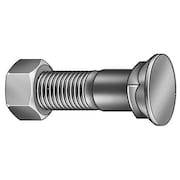 Zoro Select Square Neck Plow Bolt, 3/8"-16 Thrd Sz, 1 1/2 in L, Flat Head, Carbon Steel, Zinc Plated, 50 PK 1CFN8