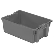 ORBIS Stack & Nest Bin, Gray, Plastic, 23 5/8 in L x 15 3/4 in W x 10 3/4 in H, 70 lb Load Capacity GS6040-27 Grey
