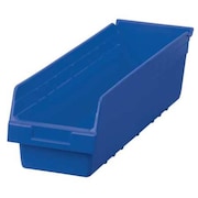 AKRO-MILS Shelf Storage Bin, Blue, Plastic, 23 5/8 in L x 6 5/8 in W x 6 in H, 35 lb Load Capacity 30094BLUE