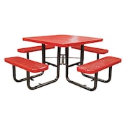 LEISURE CRAFT Sqr, Picnic Table, Surface Mount46", Red T46SQSM-RED