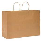 Zoro Select Tote Brown Shopping Bag Flat Bottom, Twist Handles, Pk250 87129
