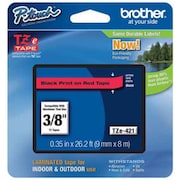 Brother Adhesive TZ Tape (R) Cartridge 0.35"x26-1/5ft., Black/Red TZe421