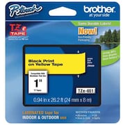 Brother Adhesive TZ Tape (R) Cartridge 15/16"x26-1/5ft., Black/Yellow TZe651